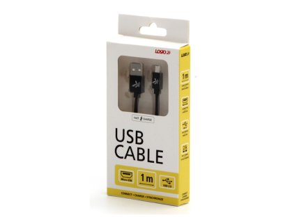 Kabel USB (2.0), 1m,černý,USB A M- USB micro B M,