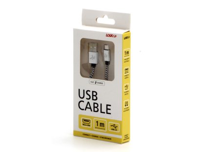 Kabel USB (2.0),1m,stříbrný,micro USB A M- USB
