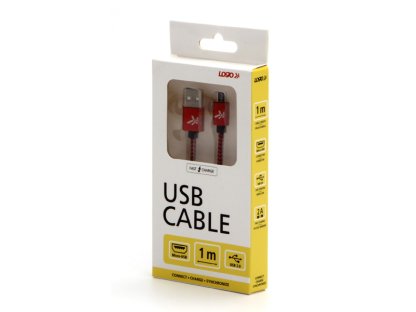 Kabel USB (2.0),2m,červený,micro USB A M- USB