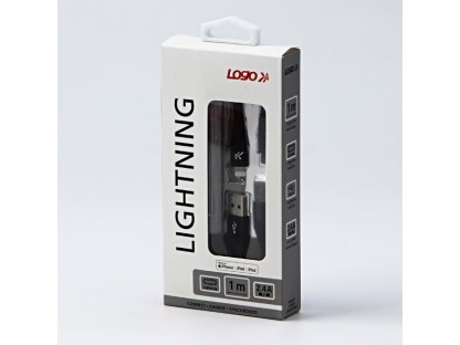 Kabel USB (2.0),černý,C89,1m, USB A M- Apple Lightning