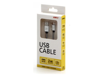Kabel USB (2.0),m,stříbrný, micro USB A M- USB