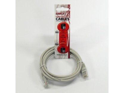 UTP patchcord, Cat.5e, RJ45 M-2m, nestíněný, šedý, Logo, LOGO bag