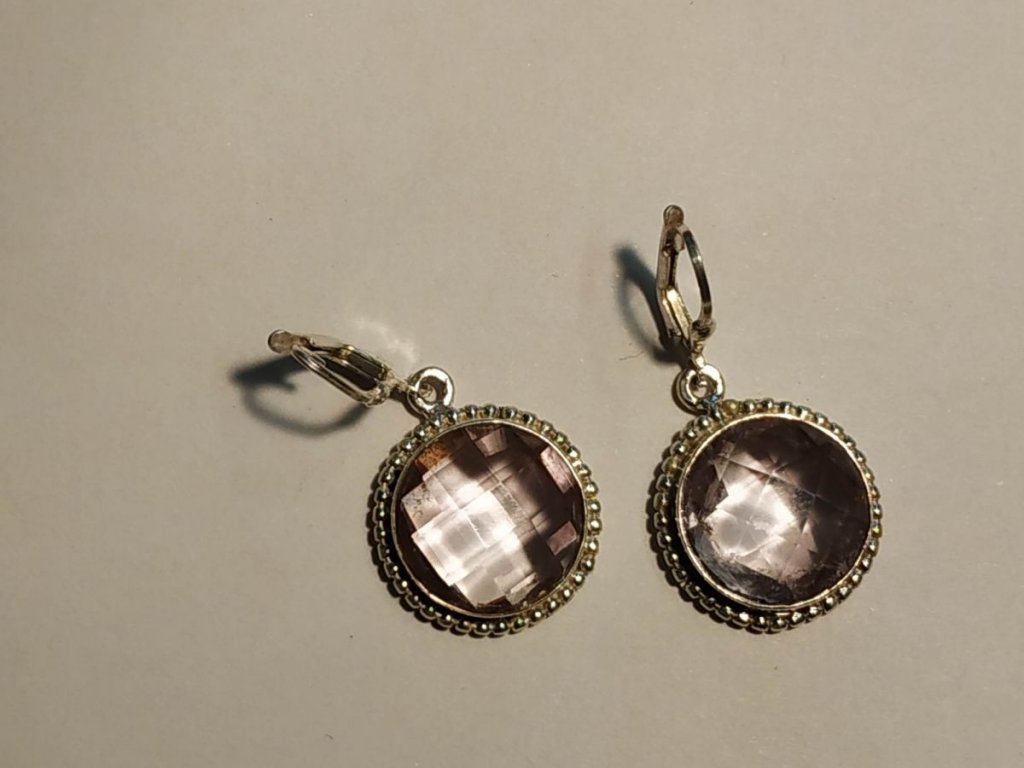 Earrings silver Amethyst 3,5cm diamond cut