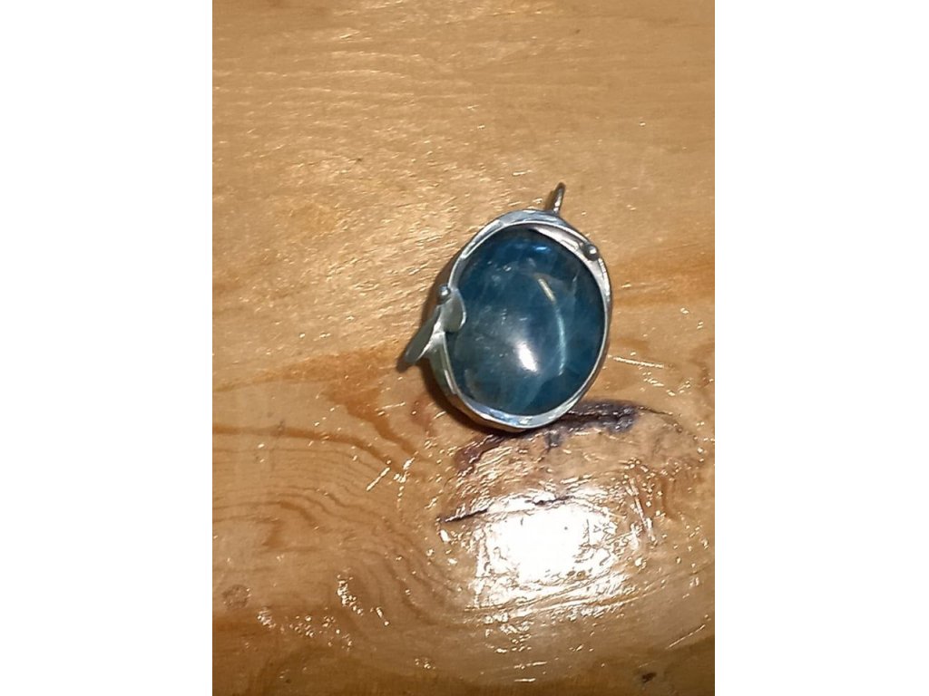 Blue Apatite Pendant,Anhänger in Metal Silver,30x20mm.1,3x1 inch, Madagaskar-Peace-Communication-Psychic Abilities,True Love