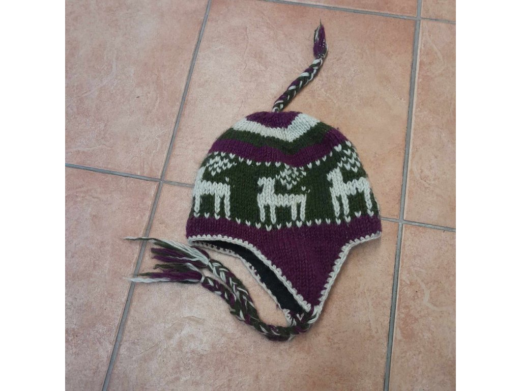 Yak Wool Hat purple - Quality-20 x30 cm ca