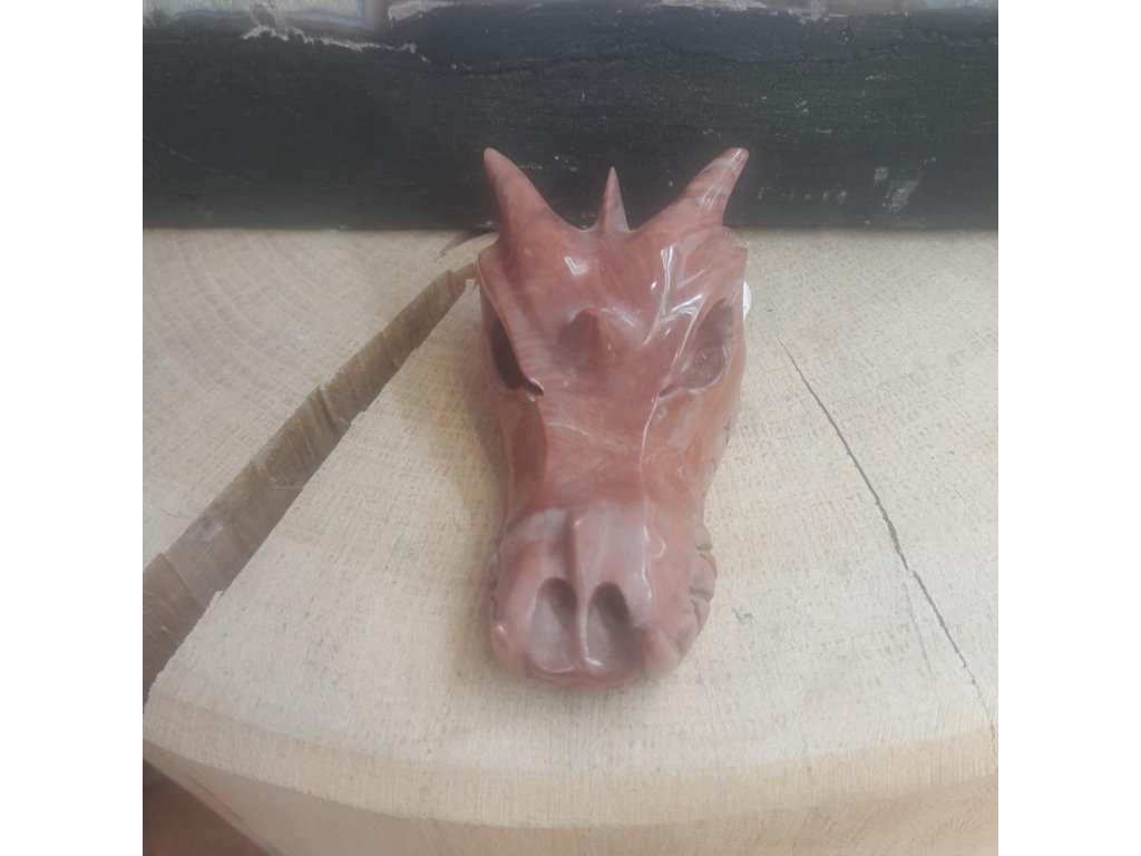 Drak červeny Jaspis dřevo  8cm
