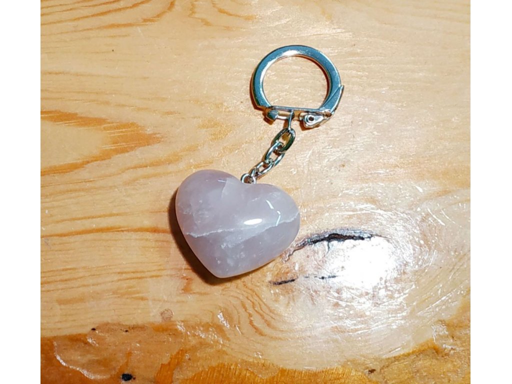 Key holder Rosequartz heart 3cm