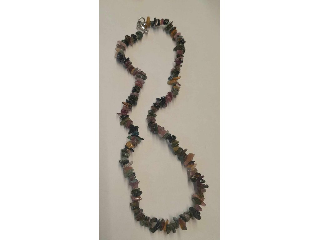 Necklace Multicolour Tourmaline  chip stone/ 45cm