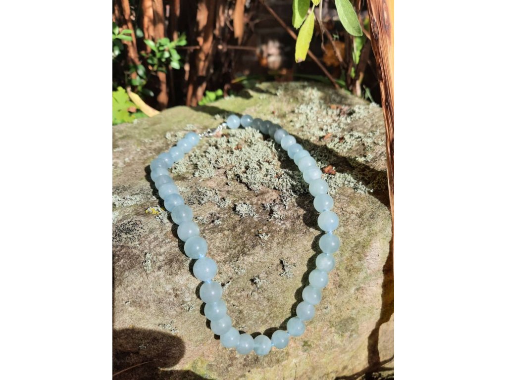 Koralle/necklace/halskette aquamarine 10mm