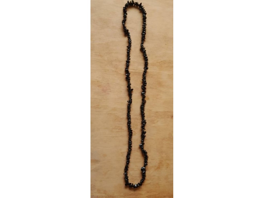 Korale/Necklace/Halskette černy/black Turmalin/Tourmaline  sekani/chip stone/Splittiert 90cm