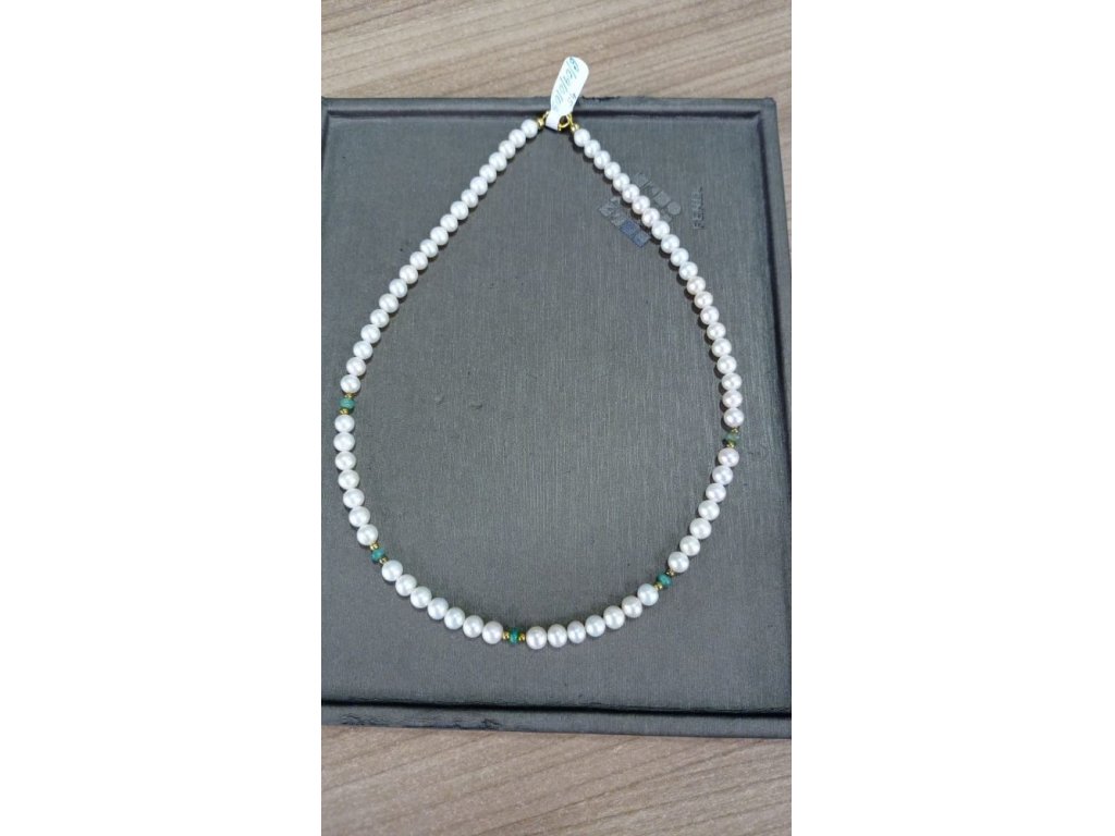 Korale/Necklace/Halskette perle s Smaragd/Emerald 4mm