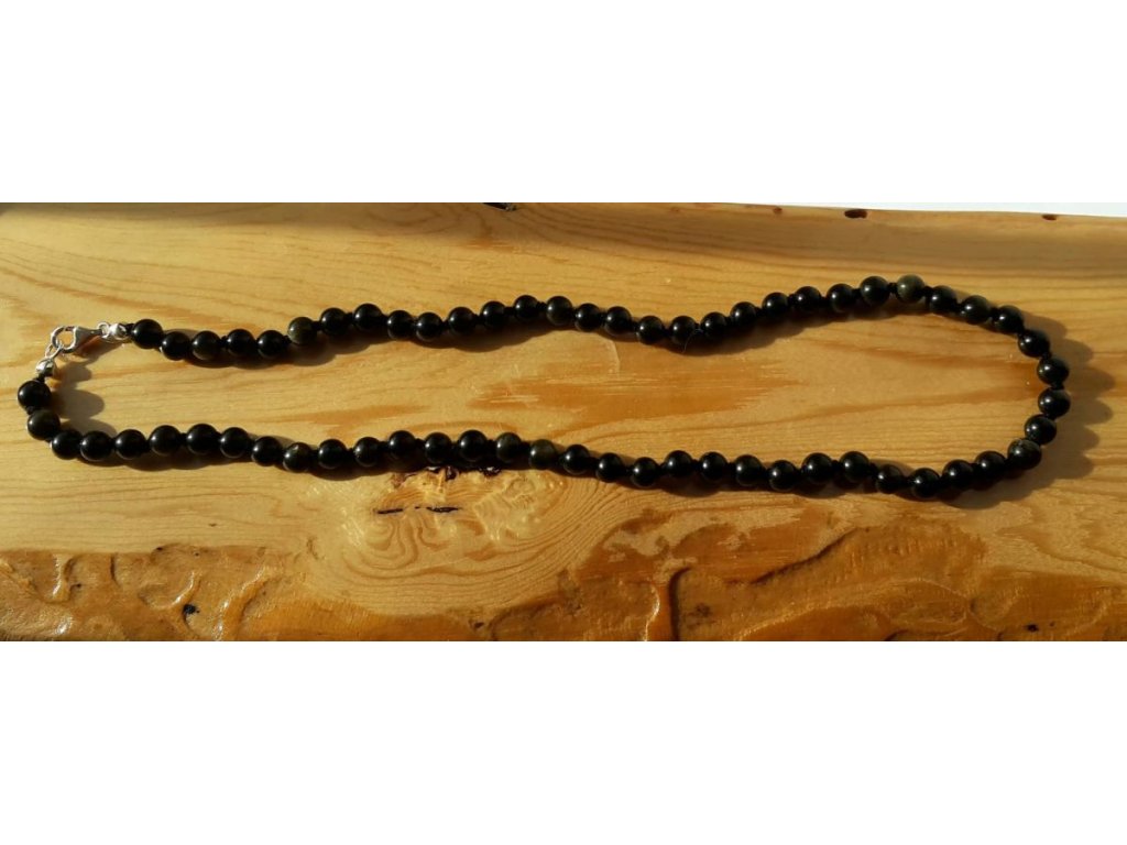 Necklace gold sheen obsidian 6mm