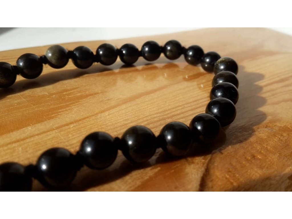 Necklace gold sheen obsidian 6mm