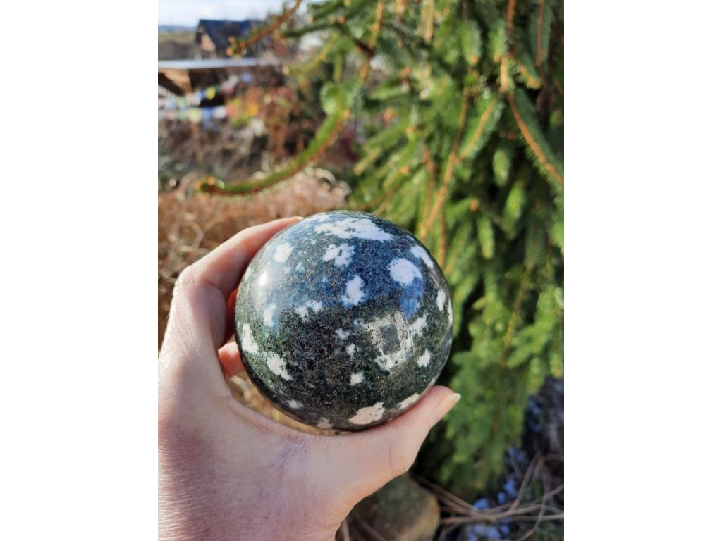 Koule/Sphere/Kugel Preseli Blue Stone/Dolerite/Stonehenge kámen/stone velky/big 8-10cm