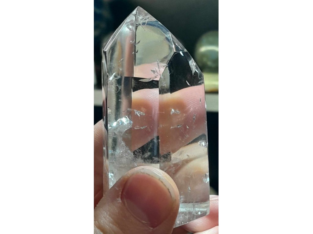 Bergkristall spitze 7cm poliert 100% Klares mit Regebogen