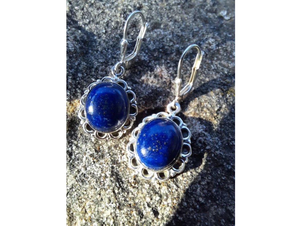 Lapis lazuli  s střibro/silver/naušnice,/earring/Ohrringe 3,5cm
