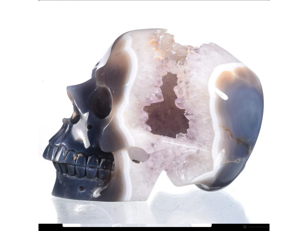 Schädel Amethyst mit Kristal und  Achat Geoda Extra 21cm
