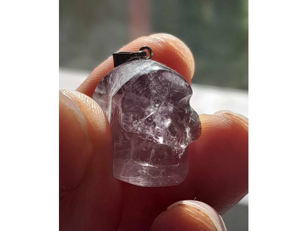 Amethyst Schädel Anhänger speziel Mayan Stil Selten 1,5  cm extra