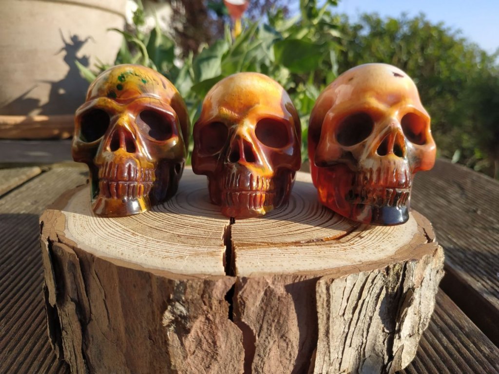 Skull Amber rec 6cm *2pc*