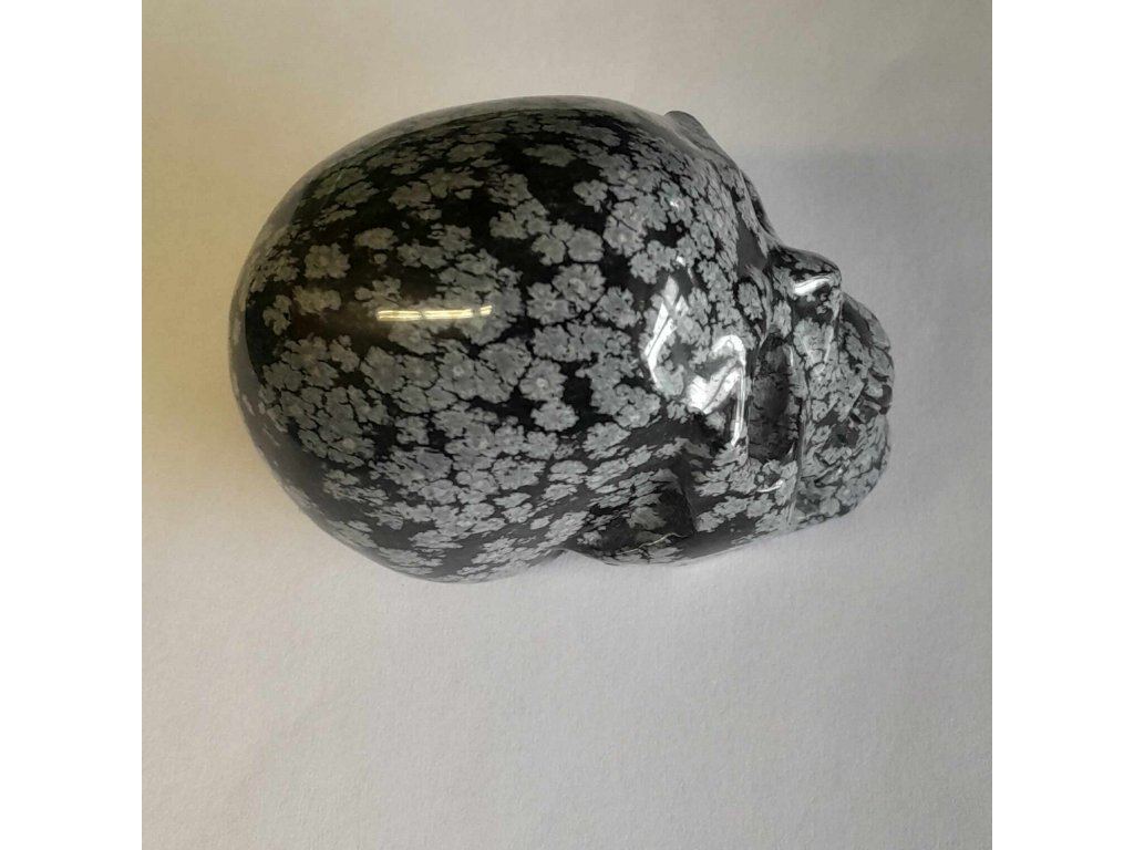 Lebka Obsidian vločka 5cm