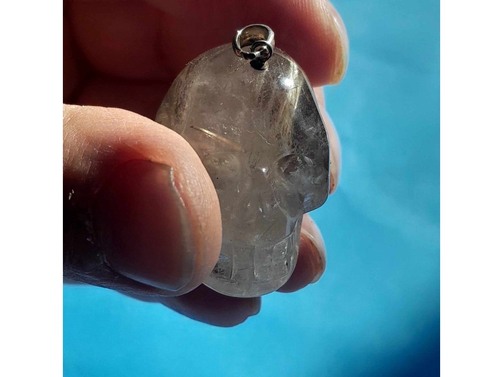 Skull Pendant routile quartz 2,5 cm rare