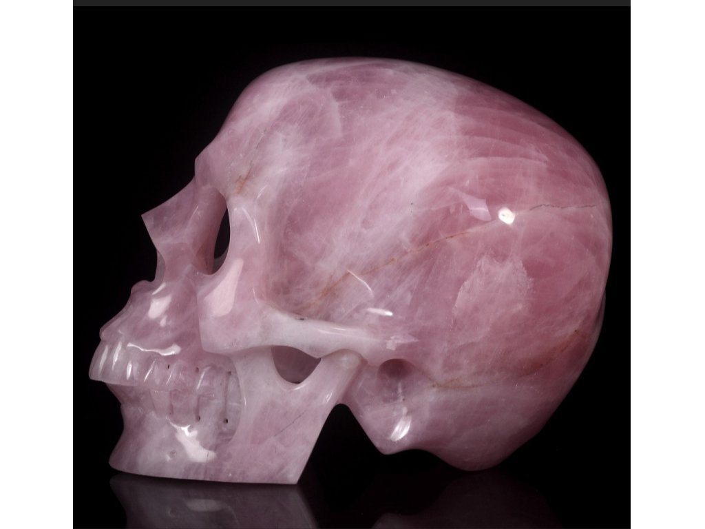 Crystal  Rosequartz Skull Hollow  special extra  28cm