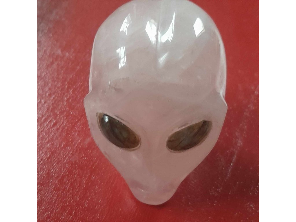 Rosequartz UFO star being 8cm with labradorite eyes