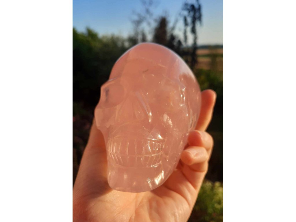 Rose quartz Skull 10cm extra