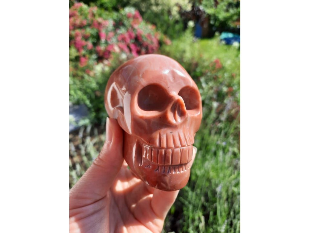 Skull pink Jasper skull 8cm