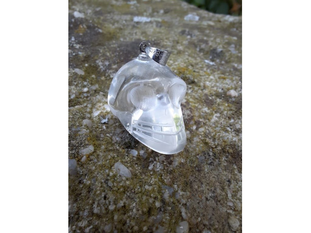 Silver Pendant crystal raven skull  2-2,5cm