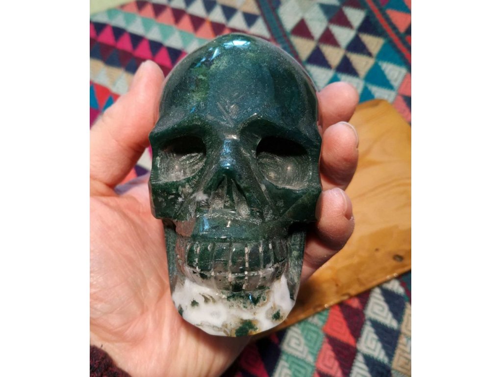 Skull Moss Agate/Chalcedon 8,5cm