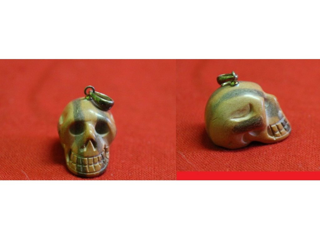 Silver pendant Jasper Print stone Skull