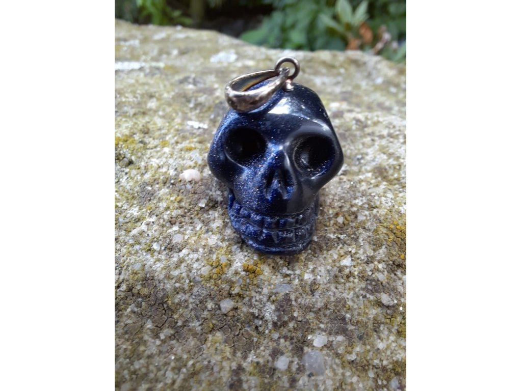 Skull silver hook pendant Aventurine 2cm