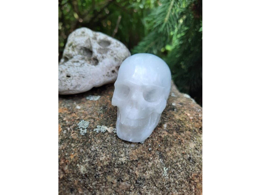 Skull Selenite realistic 4,5cm rare