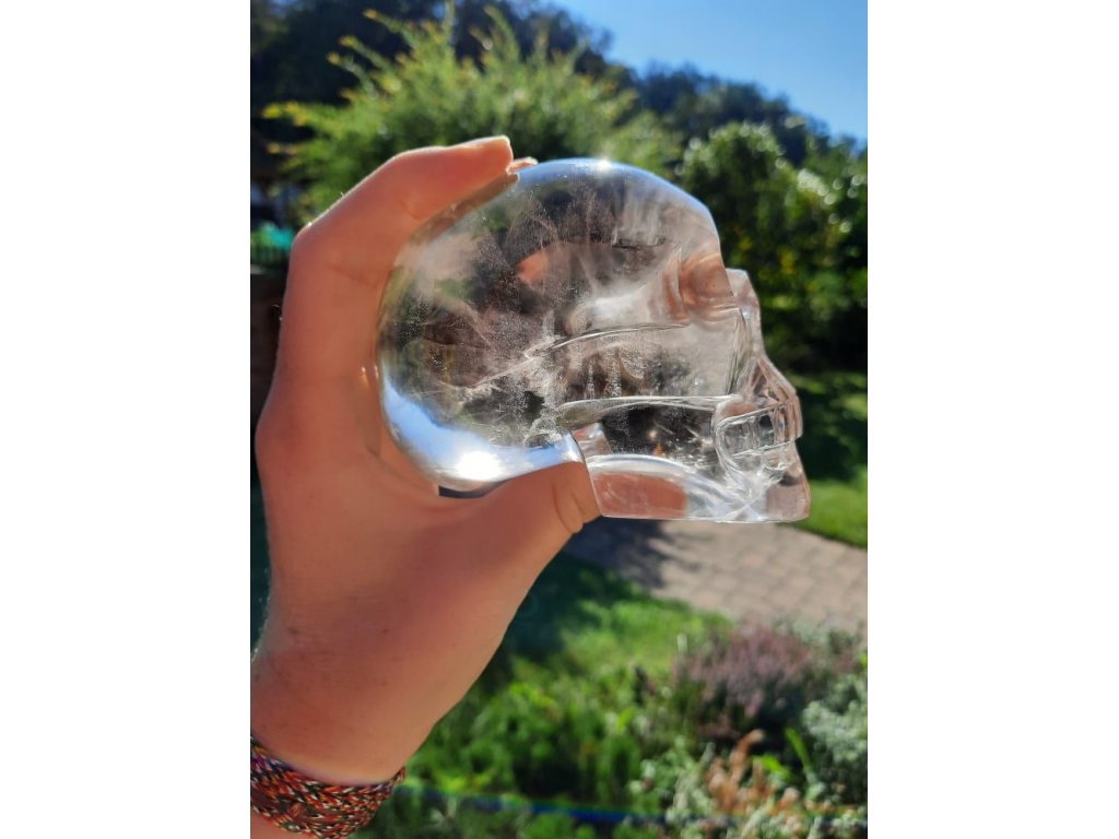 Lebka/Skull/Schädel Zahněda Křistál /Smokey quartz 10cm Extra Cisty/Clear