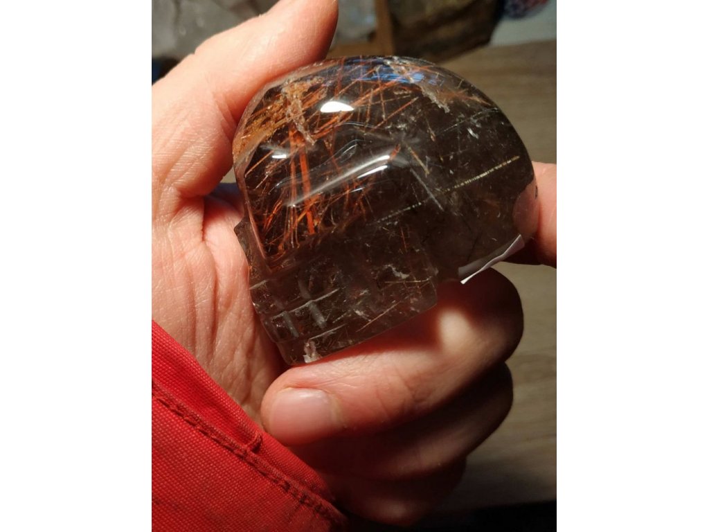 Schädel Rauch quartz mit Rotes Rutil inklusion speziel 5,5cm