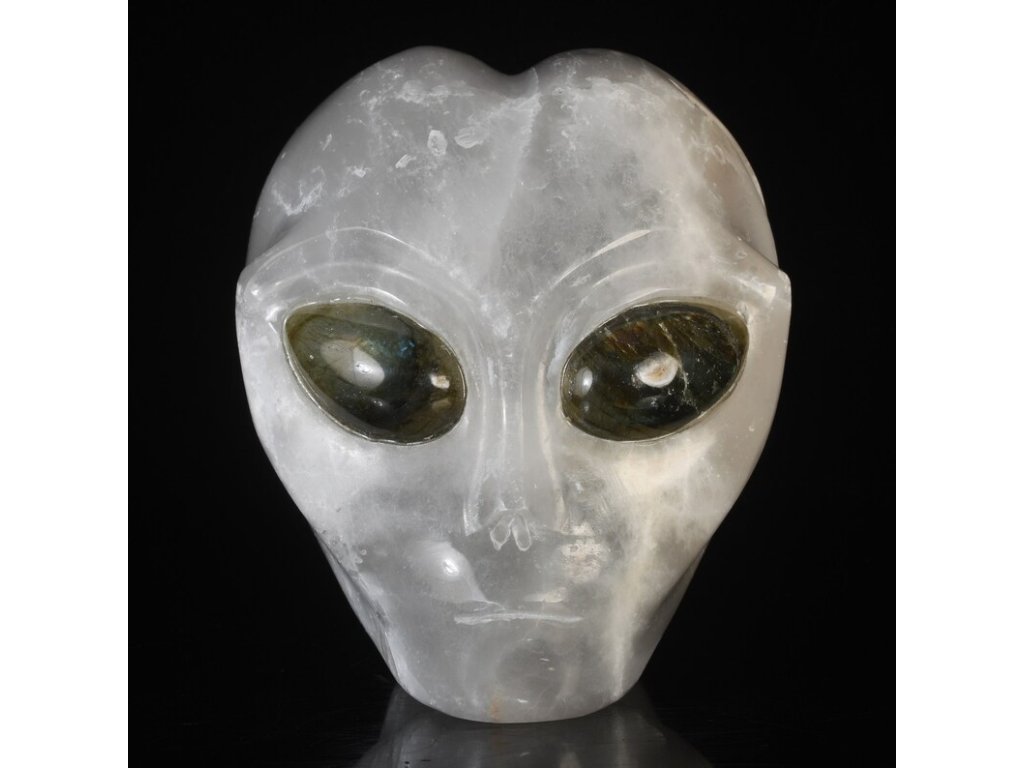 Lebka UFO Star Being/Světlo bidost Selenite Vzácny 10cm