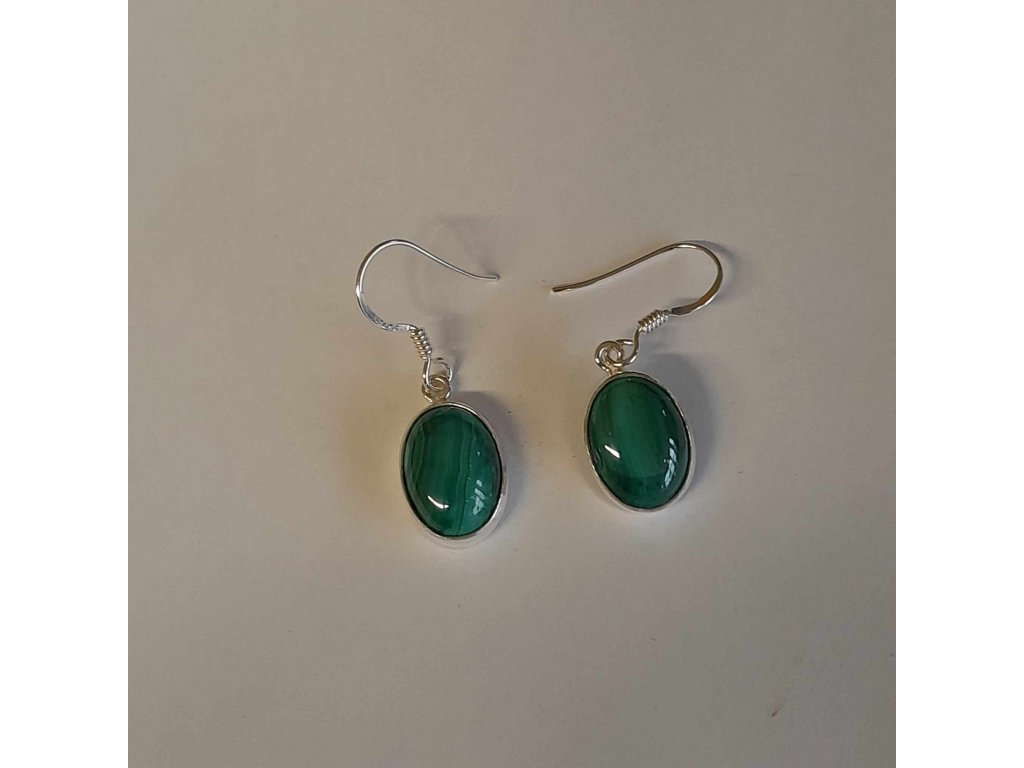 Malachite silver earrings 3cm