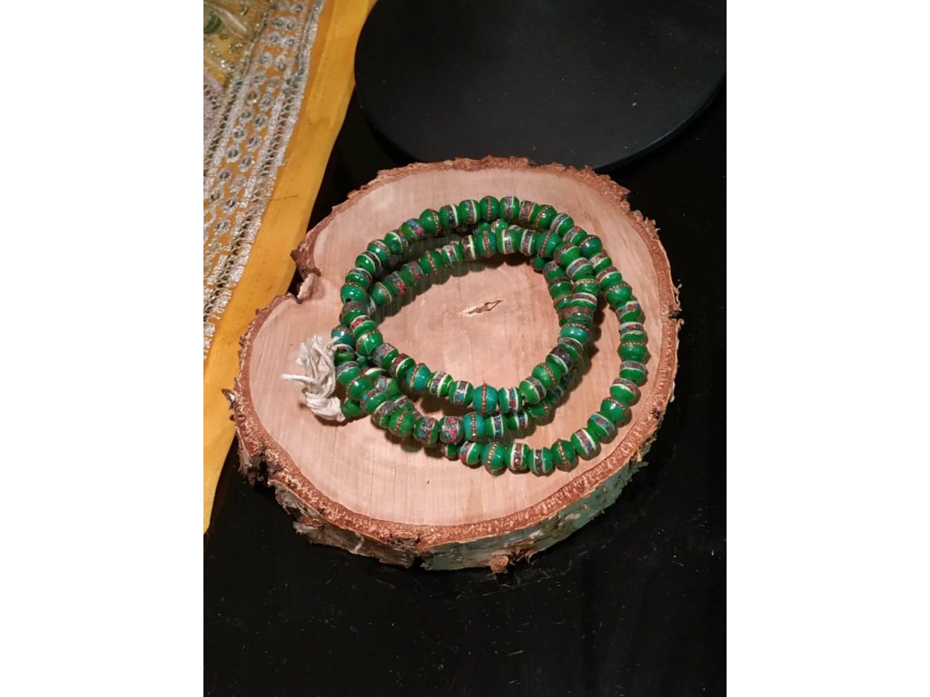 Malla Kámen Tibetská Styl /Stone beads Tibetan Style /zeleny/green Šamansky /Shamanism 6-7mm