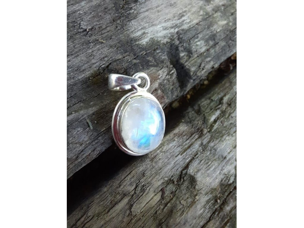 Moon stone Silver round Pendant 2,5cm