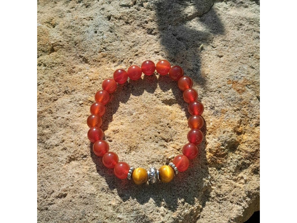 Bangle for Leo,Virgo Tiger Eyes with Carnelian 8mm