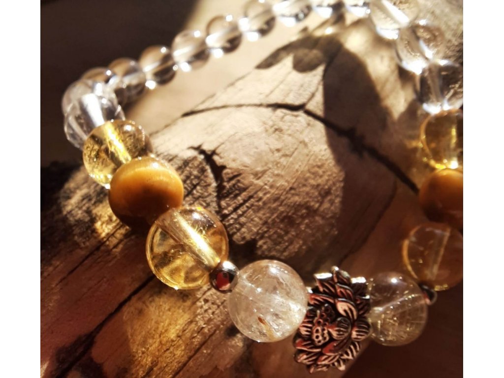 Náramek/Bangle/Armband Blíženci/Lev/Gemini/Leo Křistál/Crystal,Citrine,Routile/Rutil/Tygři oko/Tiger Eyes