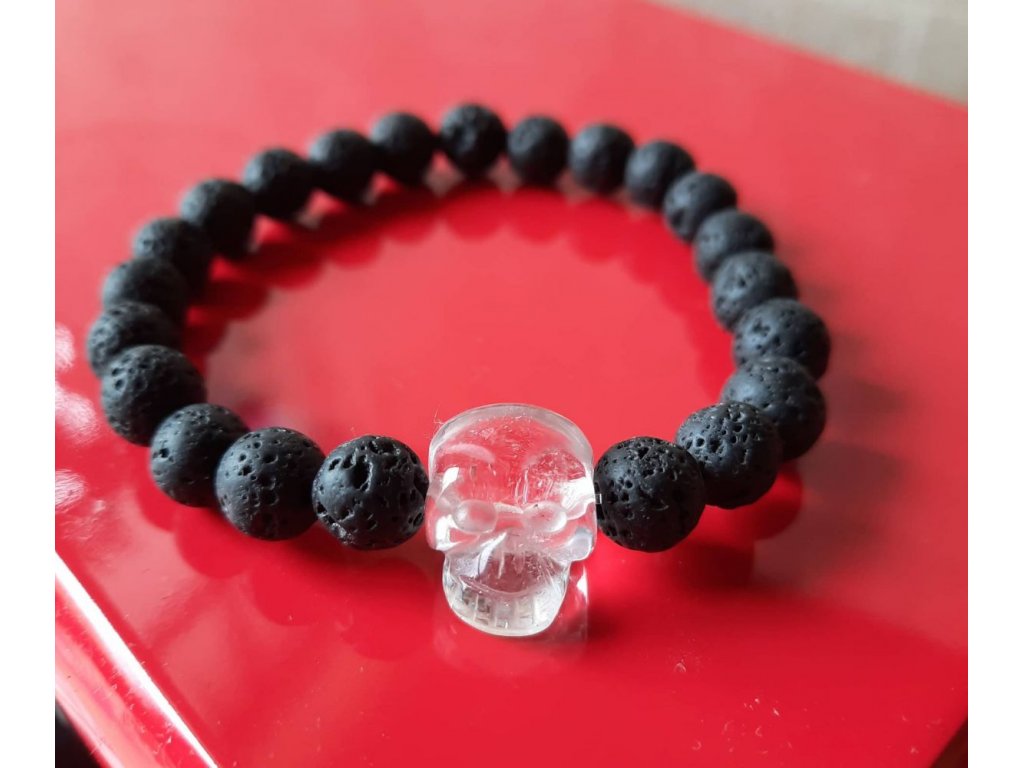 Bangle Crystal skull with lava 8mm