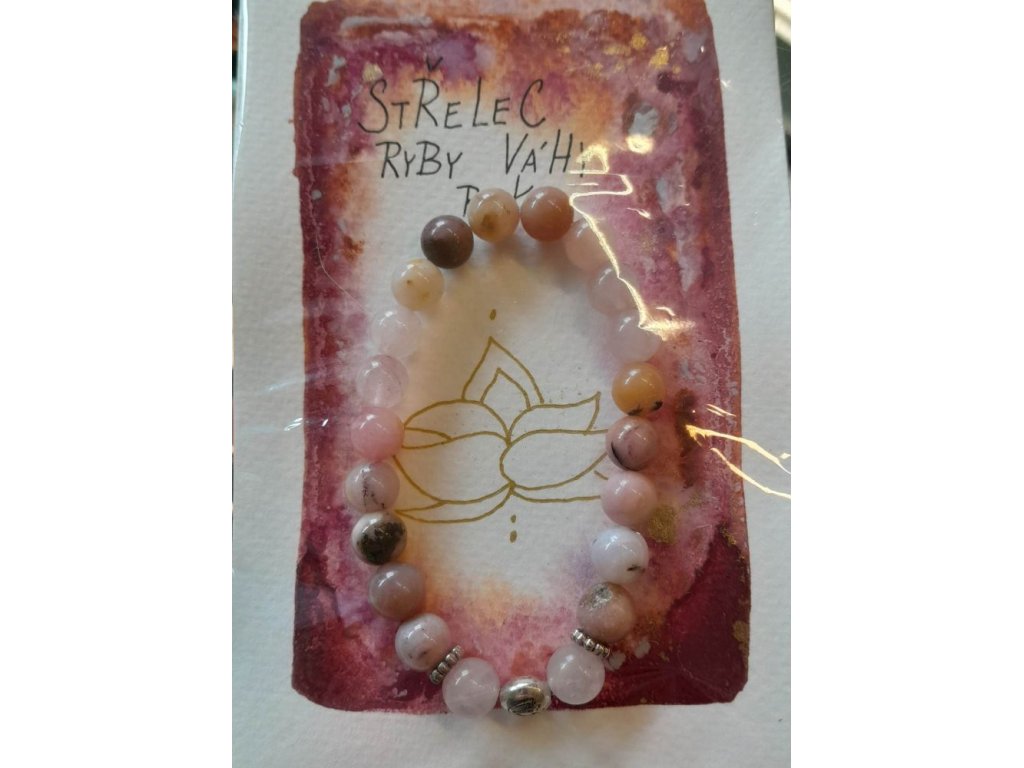 Armband  Waage,Schütze und Fisch,Rosenquartz mit Pink Opal