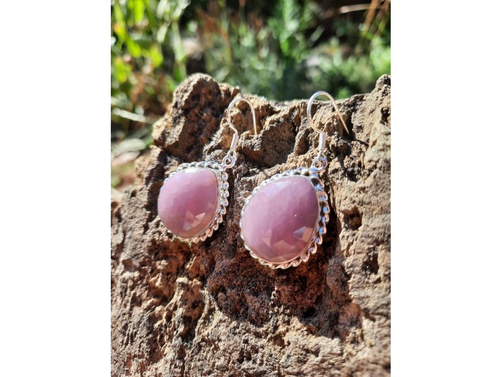 Earrings silver  Safir/Ruby Pink 4cm