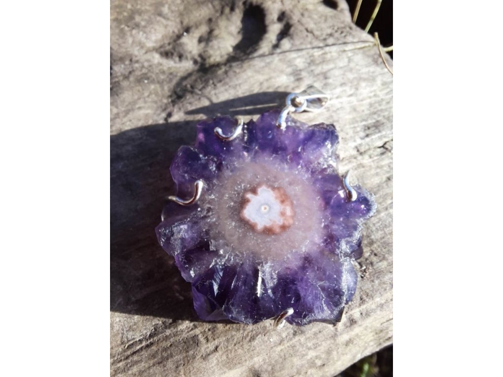 Přivešek/Anhänger/Pendat Amethyst květina/Flower 4cm extra vzácny