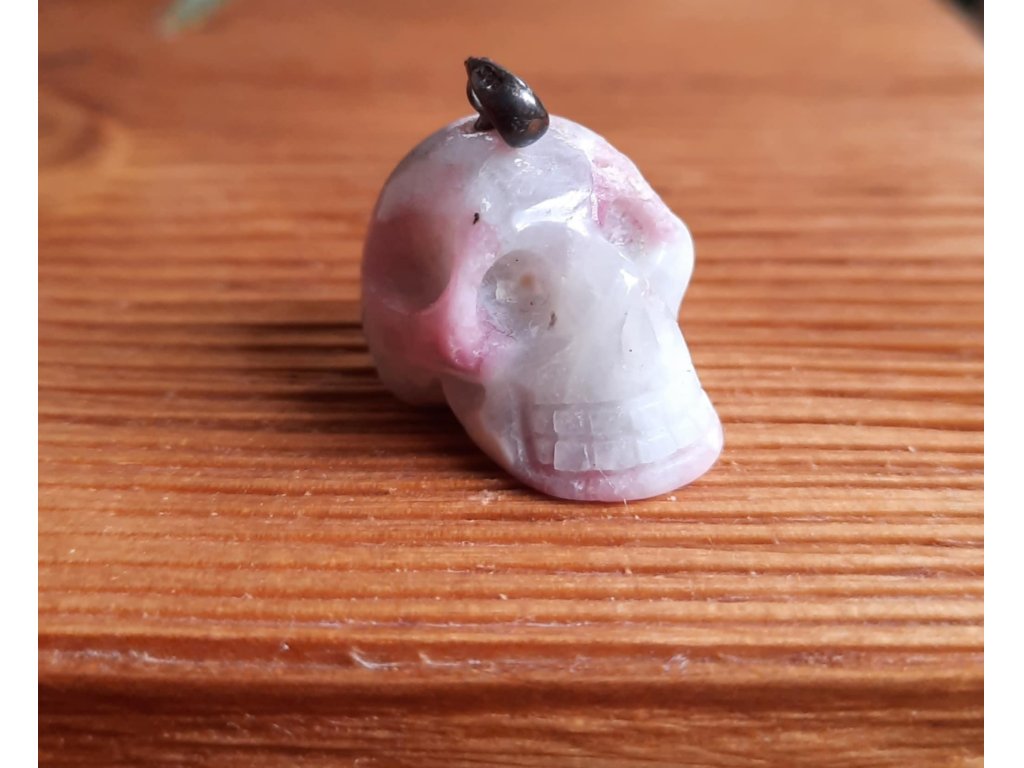 Pendant silver hook skull Rubellite-Tourmaline rare  2cm