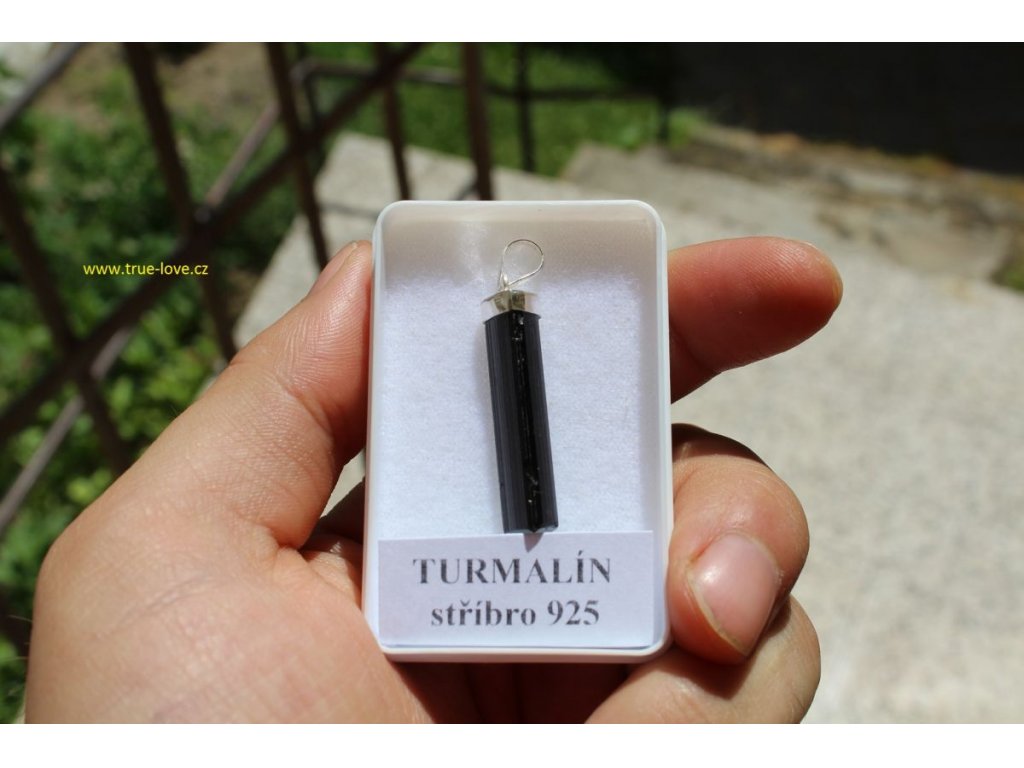 Přívěsek střibro černy Turmalin 3cm