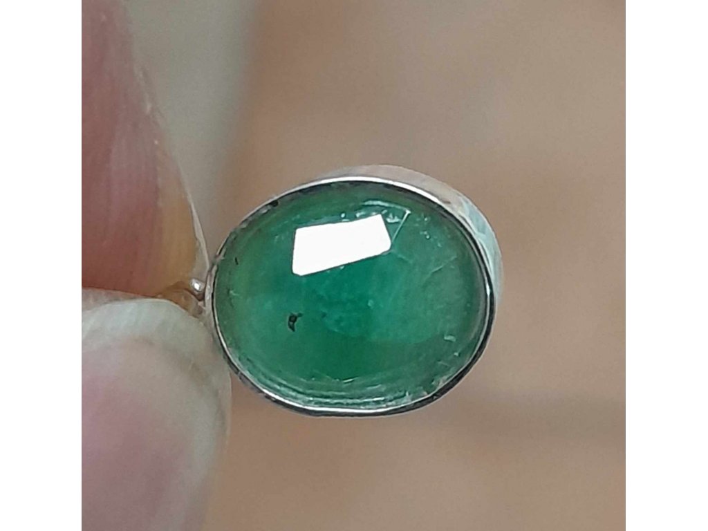 Silver Emerald facetted  pendant 2cm