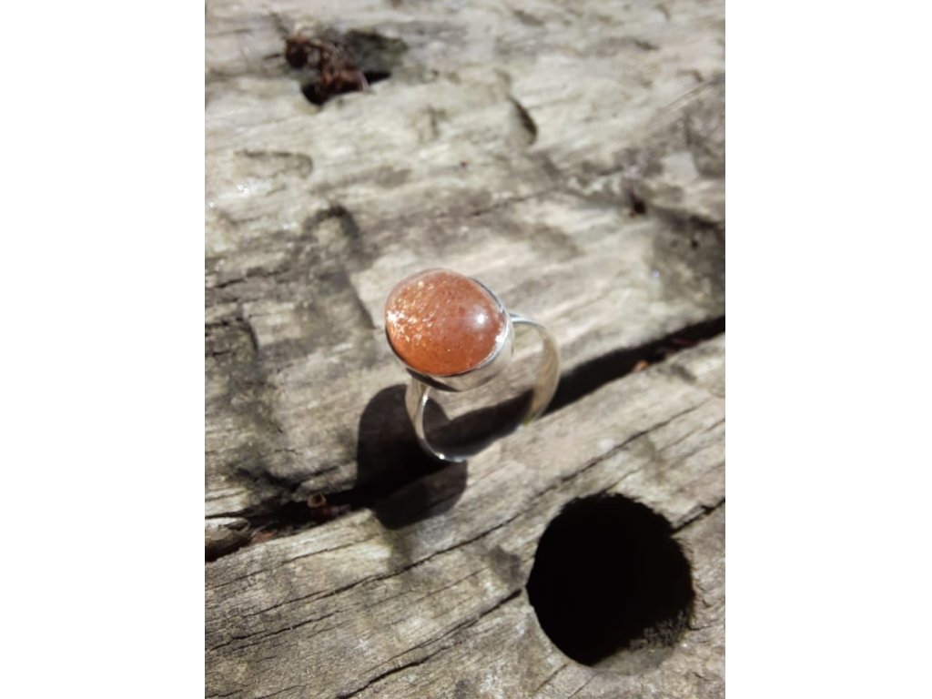 Prsten/Ring střibro slunečné  kámen/sun stone/Sonne Stein 1,9cm